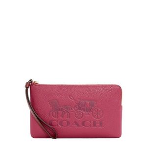 Coach Large Corner Zip Wristlet In Colorblock With Horse And Carriage